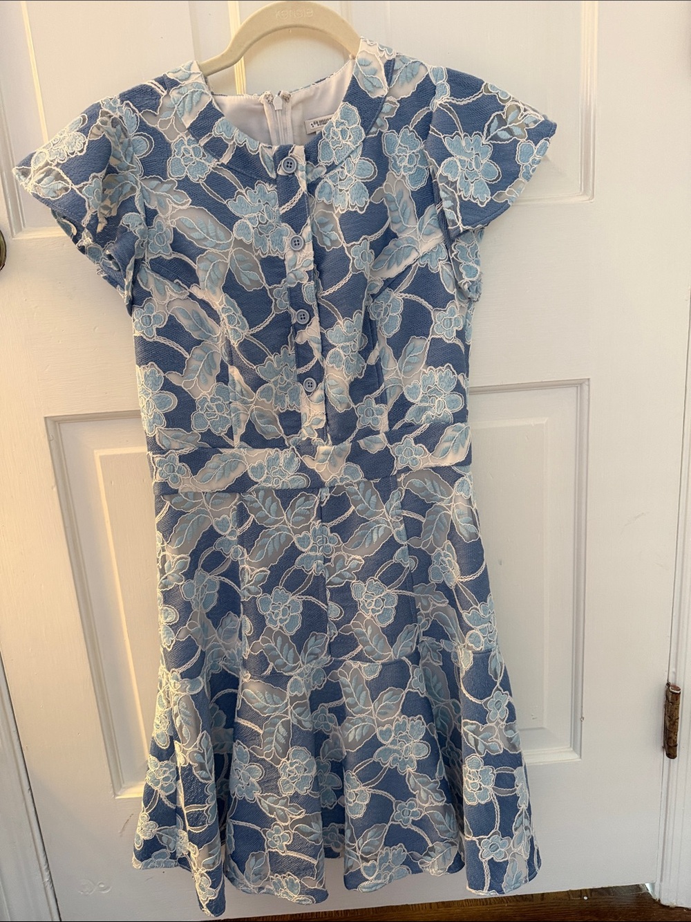 Shoshanna Blue and White Floral Lace Mini Dress